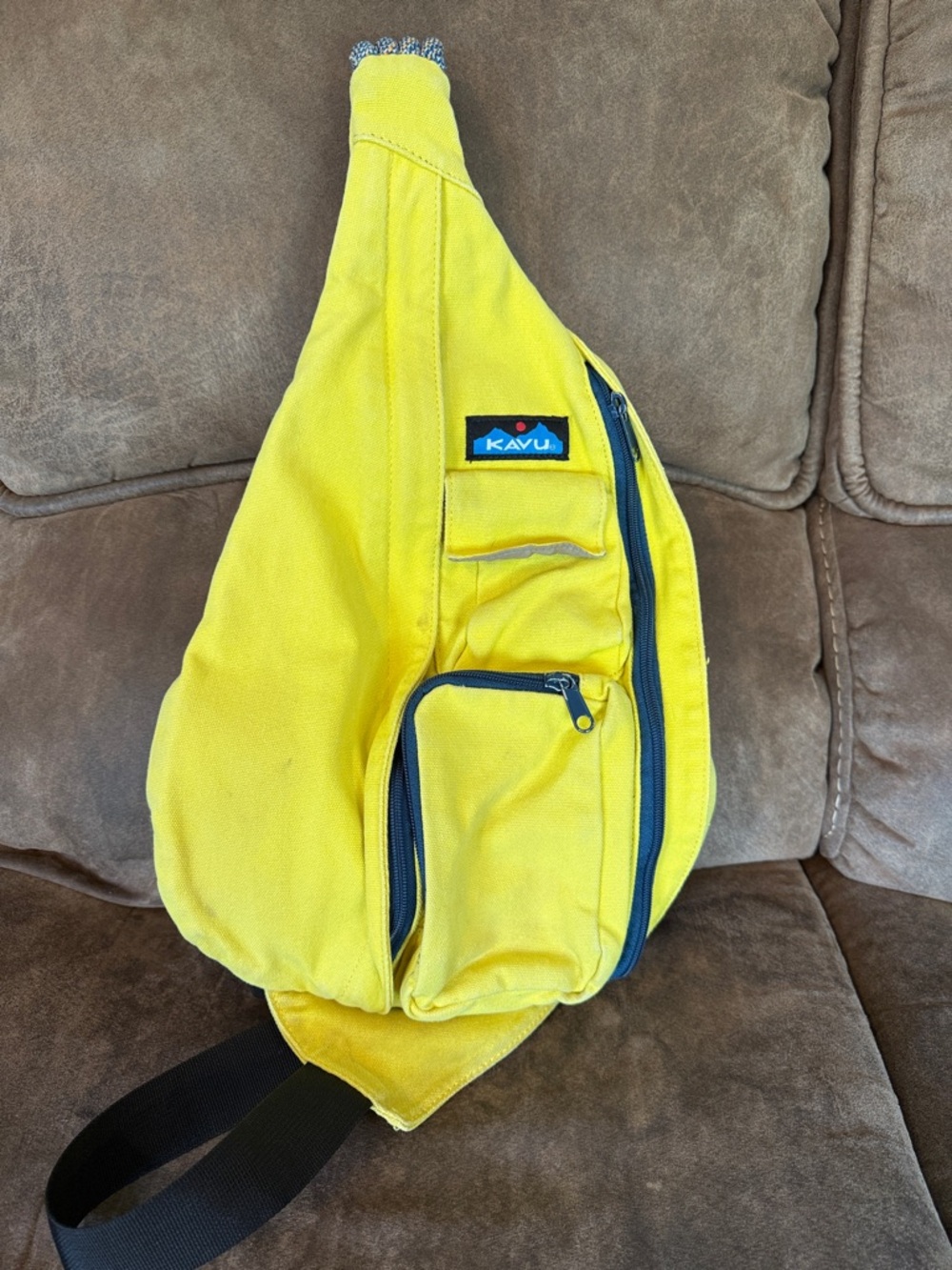 Kavu Bright Yellow Sling Pack with Navy Accents